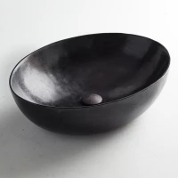 Fossil Malin Επικαθήμενος Νιπτήρας Πέτρινος 55x41cm Μαύρος
