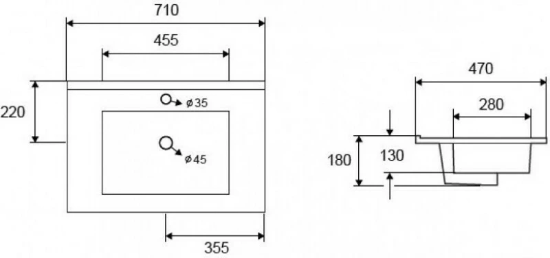 Karag LT 7506-75 Ένθετος Νιπτήρας Πορσελάνης 76x47cm Λευκός