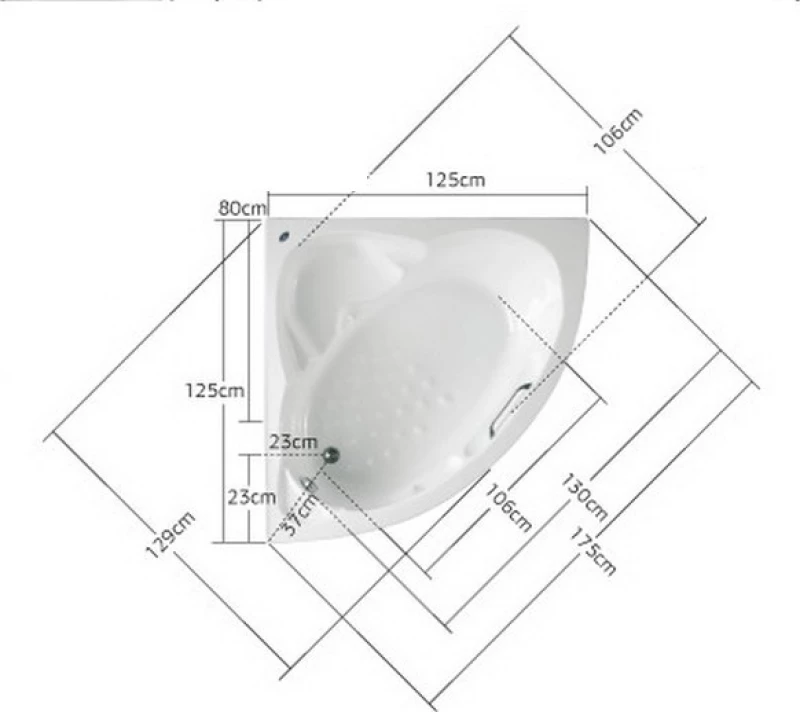Acrilan Starline - Γωνιακή Μπανιέρα 125 x 125 εκ.