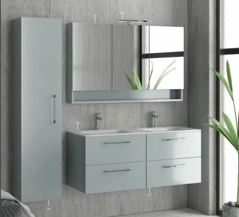 Karag Elsa 120 Πάγκος με Νιπτήρα Μελαμίνη 117.5x45x48cm Soft Grey