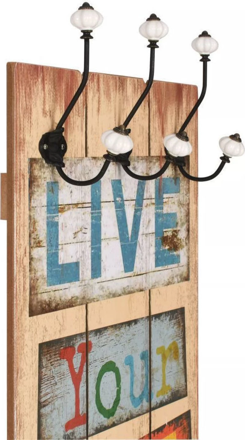 Κρεμάστρα Τοίχου «Live Life» Με 6 Γάντζους 120 X 40 Εκ.