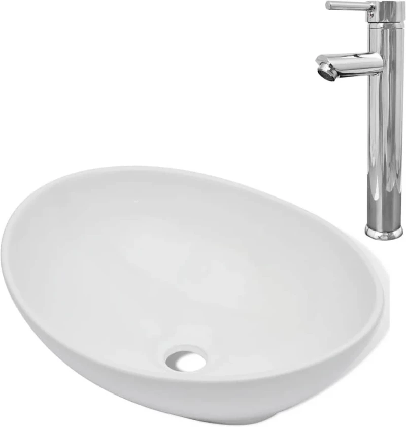 vidaXL 275497 Επικαθήμενος Νιπτήρας Κεραμικός 40x33cm Λευκός