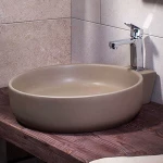 Adamidis Cupa M Επικαθήμενος Νιπτήρας Πορσελάνης 44x52cm Καφέ