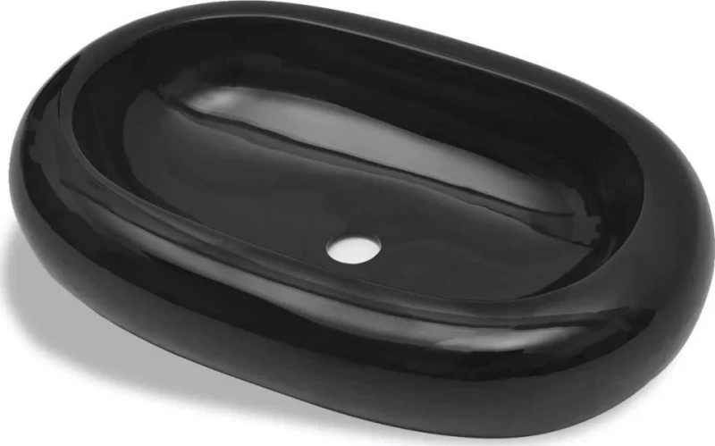 vidaXL 141920 Επικαθήμενος Νιπτήρας Κεραμικός 63x42cm Μαύρος