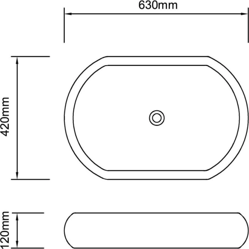 vidaXL 141920 Επικαθήμενος Νιπτήρας Κεραμικός 63x42cm Μαύρος