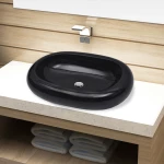 vidaXL 141920 Επικαθήμενος Νιπτήρας Κεραμικός 63x42cm Μαύρος