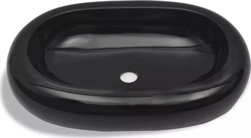 vidaXL 141920 Επικαθήμενος Νιπτήρας Κεραμικός 63x42cm Μαύρος