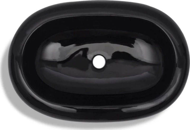 vidaXL 141920 Επικαθήμενος Νιπτήρας Κεραμικός 63x42cm Μαύρος