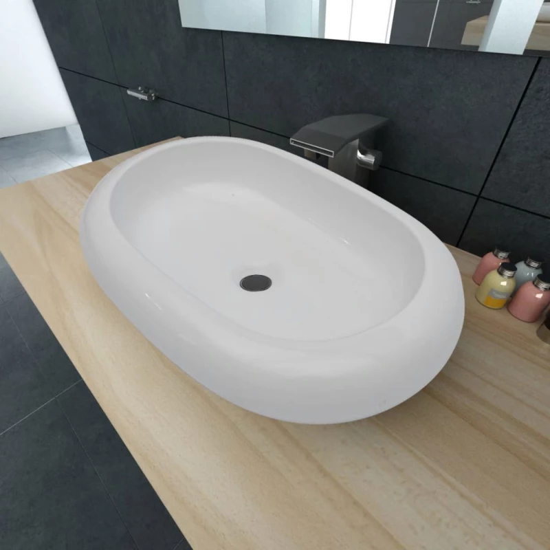 vidaXL 140673 Επικαθήμενος Νιπτήρας Κεραμικός 63x42cm Λευκός