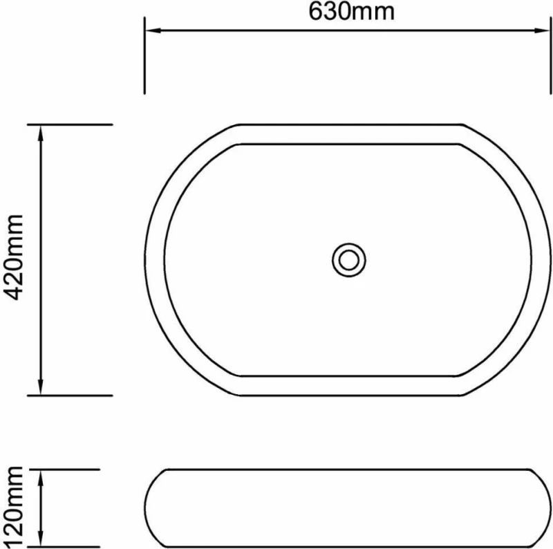 vidaXL 140673 Επικαθήμενος Νιπτήρας Κεραμικός 63x42cm Λευκός