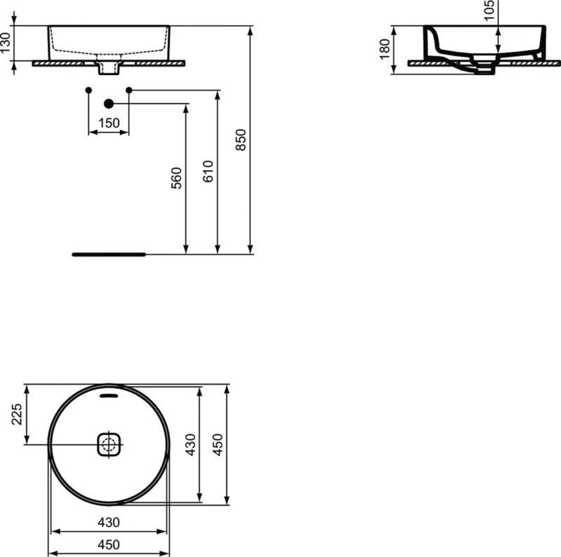 Ideal Standard Strada Ii Επικαθήμενος Νιπτήρας Πορσελάνης 45x45cm Λευκός