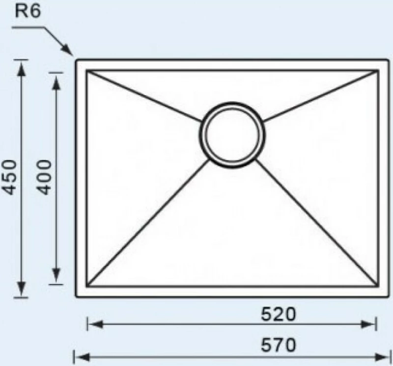 Sanitec Filo Quadra 011908 Υποκαθήμενος Νεροχύτης 52x40cm Inox Σατινέ