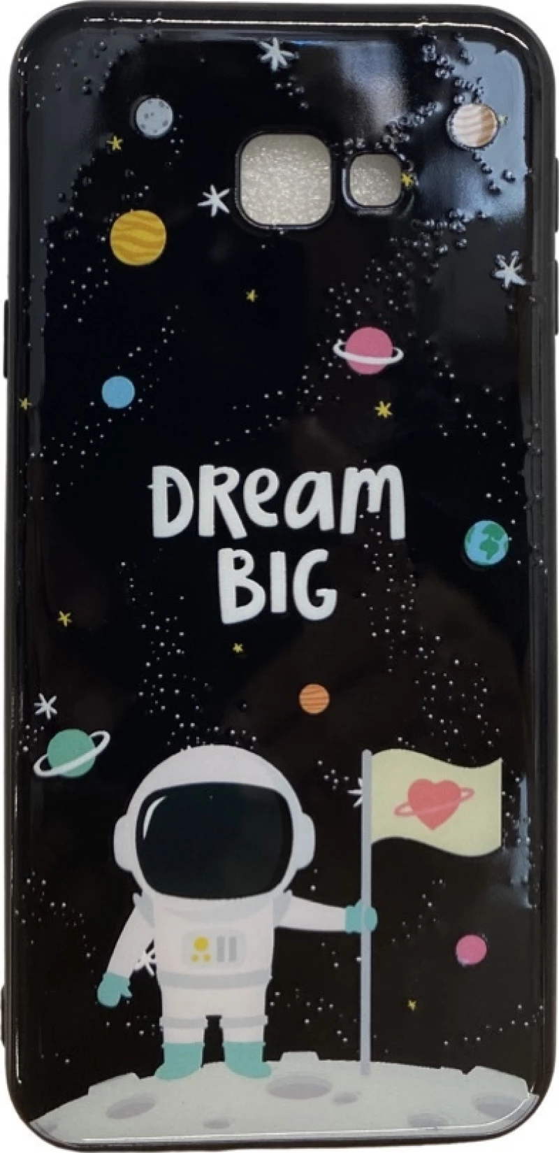 Samsung Galaxy J4 Plus - Σκληρή θήκη Σιλικόνης με μαύρο πλαίσιο και σχέδιο Διάστημα (oem)