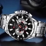 Curren 8363 Ρολόι Χρονογράφος Μπαταρίας με Μεταλλικό Μπρασελέ Black/Silver