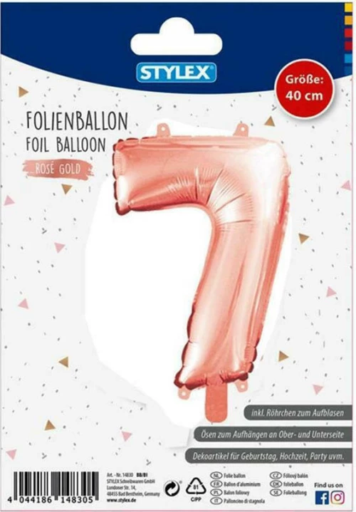 Αριθμός 7 Μεταλλιζέ Rosegold 40cm