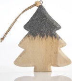 Eurolamp Στολίδι Δέντρο από Ξύλο με Γκρι Glitter 22x10cm