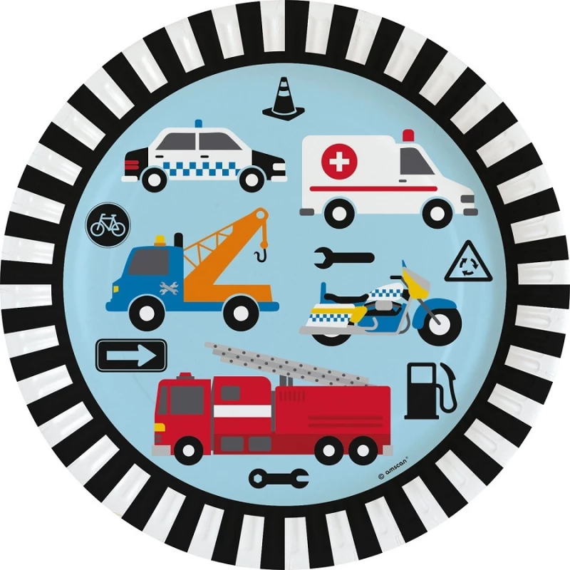 Amscan Πιάτα Χάρτινα Φαγητού On the Road 22.8cm 8τμχ
