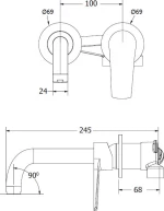 Viospiral Optima Εντοιχισμένη Μπαταρία Νιπτήρος 00-7510/B Total Black