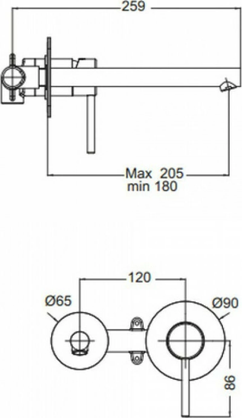 Eurorama Tonda 145904-400 Νιπτήρα 2 Οπών Μαύρη Ματ