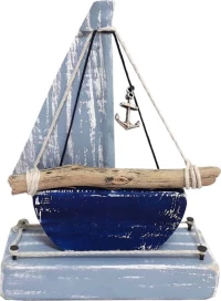 Kapadakis Wood Art Διακοσμητικό Καράβι Ξύλινο Σιελ 11x5x20cm