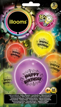 Μπαλονια Led Happy Birthday 5τμχ