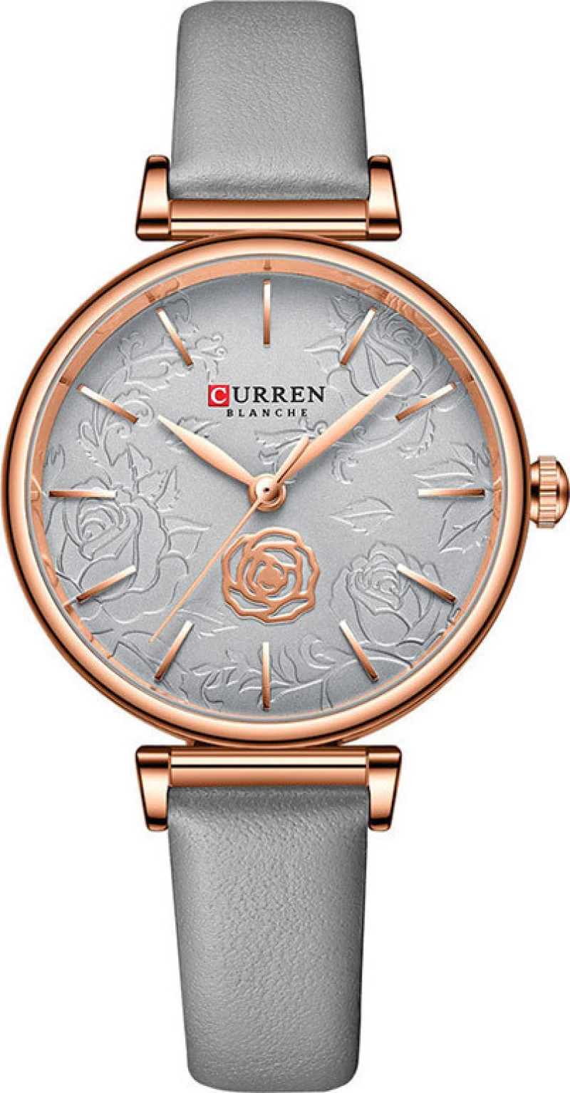 Curren 9078 Ρολόι με Δερμάτινο Λουράκι σε Γκρι χρώμα