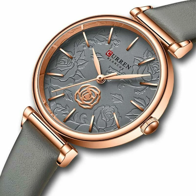 Curren 9078 Ρολόι με Δερμάτινο Λουράκι σε Γκρι χρώμα