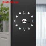 DiY Ρολόι Τοίχου Love Ασημί Πλαστικό
