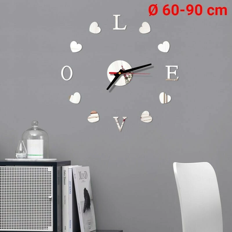 DiY Ρολόι Τοίχου Love Ασημί Πλαστικό