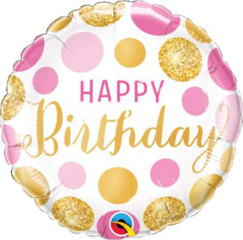 Happy Birthday Pink & Gold Dots