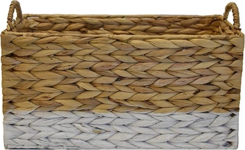 Plastona Διακοσμητικό Καλάθι Λευκό/Φυσικό 38x24cm