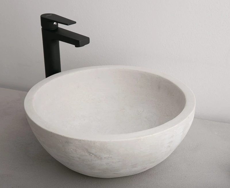 Tema Stone Επικαθήμενος Νιπτήρας Πέτρινος 40x40cm Λευκός