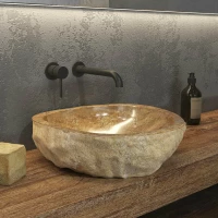 Karag Onyx Spso Sunset Επικαθήμενος Νιπτήρας Πέτρινος 45x45cm Μπεζ