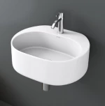 Soncera Mini Επιτοίχιος Κρεμαστός Νιπτήρας Πορσελάνης 40x33.5cm Λευκός
