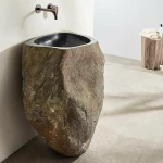 Fossil Vero Riverstone Νιπτήρας Δαπέδου Πέτρινος 60x45cm Μαύρος