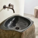 Fossil Vero Riverstone Νιπτήρας Δαπέδου Πέτρινος 60x45cm Μαύρος