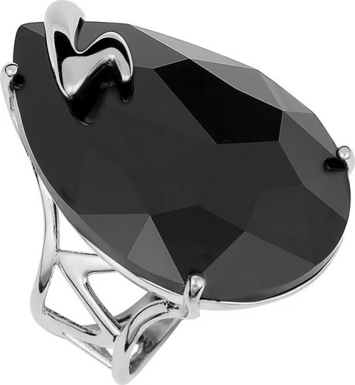 Δαχτυλίδι Σε Ασήμι 925 Και μαύρη πέτρα P.Q. EUROPEAN CRYSTALS / AD-15857BL1