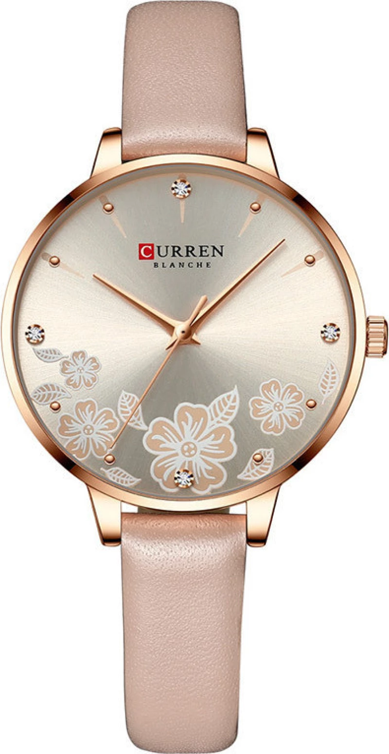 Curren 9068 Ρολόι με Δερμάτινο Λουράκι σε Μπεζ χρώμα