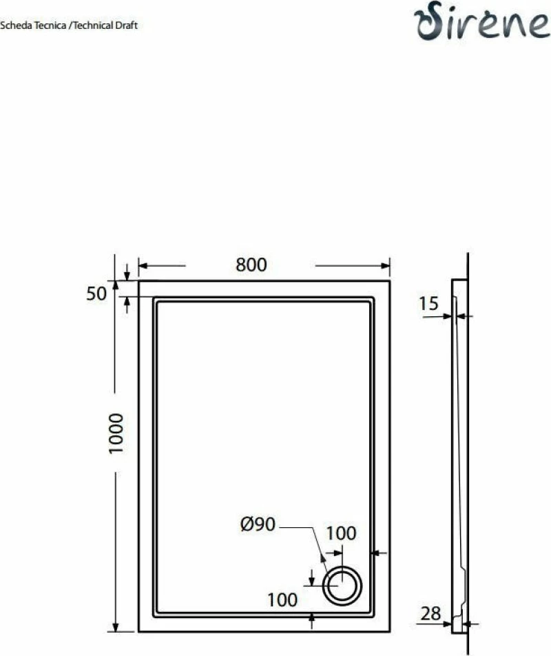 Sirene Extra Flat Ντουζιέρα 100x80cm Ακρυλική