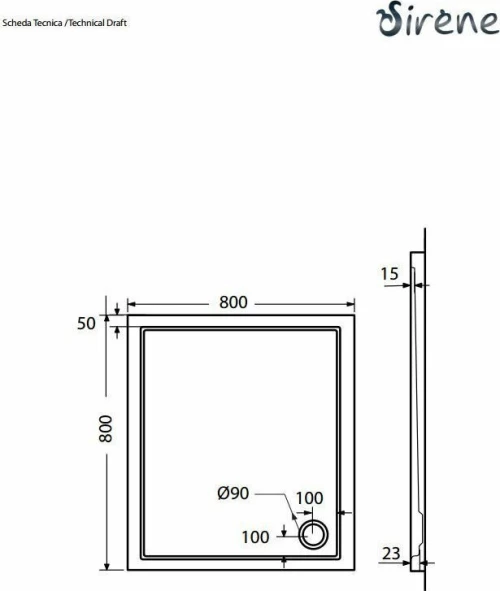 Sirene Sirene Extra Flat Ντουζιέρα 80x80cm