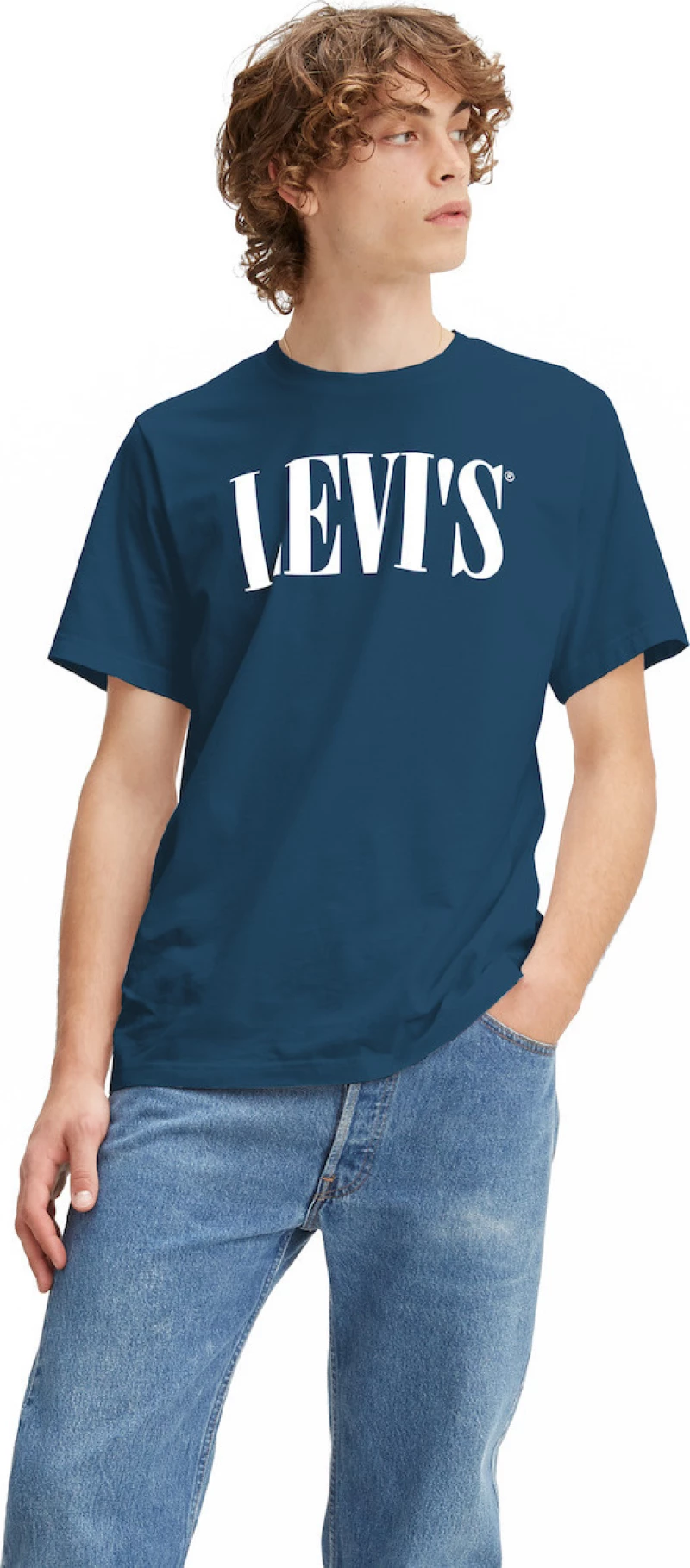 Levi's Relaxed Fit 90's Serif Ανδρικό T-shirt Navy Μπλε με Λογότυπο