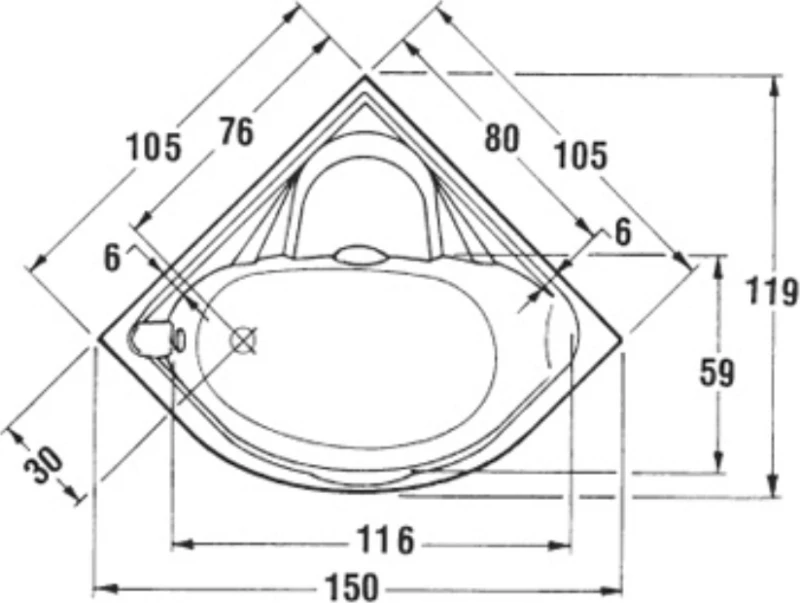 Sanitec Samantha Γωνιακή 105x105 cm