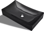 vidaXL 141926 Επικαθήμενος Νιπτήρας Κεραμικός 65.5x39cm Μαύρος