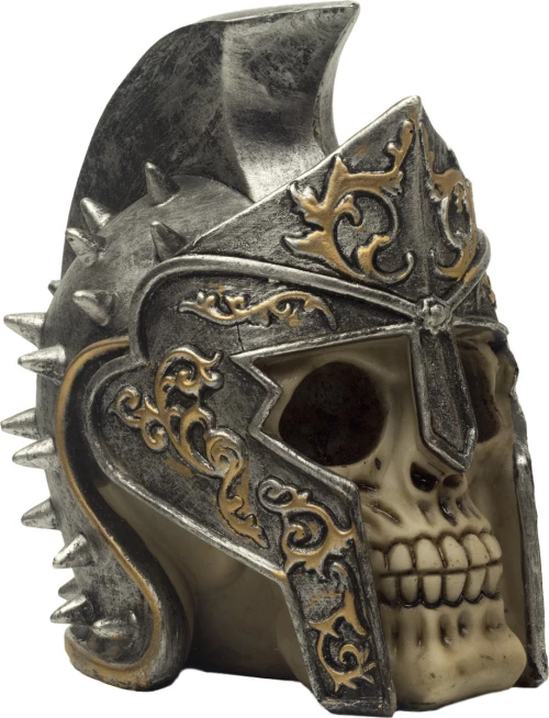 Διακοσμητική νεκροκεφαλή με περικεφαλαία και καρφιά