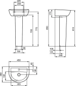 Ideal Standard Simplicity Επιτοίχιος Κρεμαστός Νιπτήρας Πορσελάνης 45x35cm Λευκός