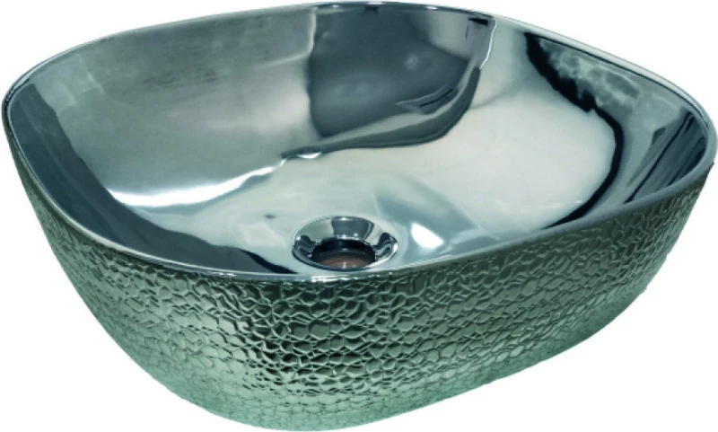 Luxury Επικαθήμενος Νιπτήρας Πορσελάνης 42.5x42.5cm Ασημί