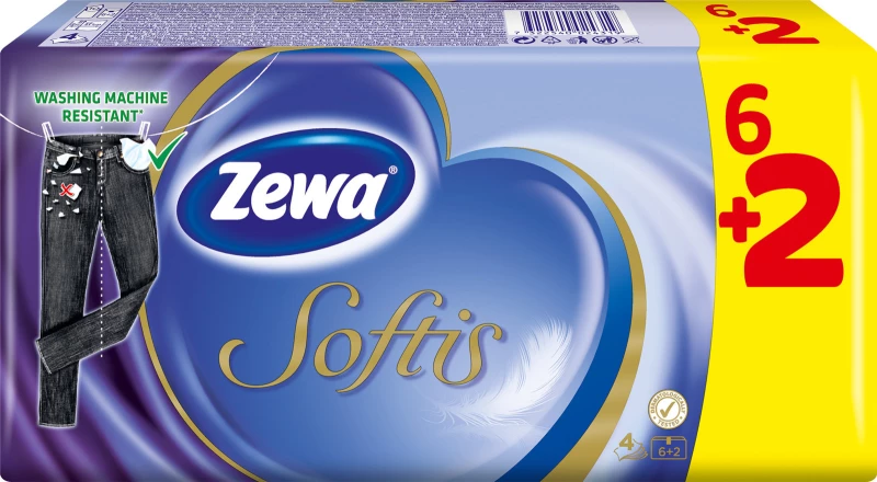 Zewa 10 Χαρτομάντηλα Softis Classic 4 φύλλα 8 Συσκευασίες