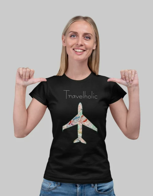Travelholic w t-shirt - BLACK