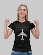 Travelholic w t-shirt - BLACK