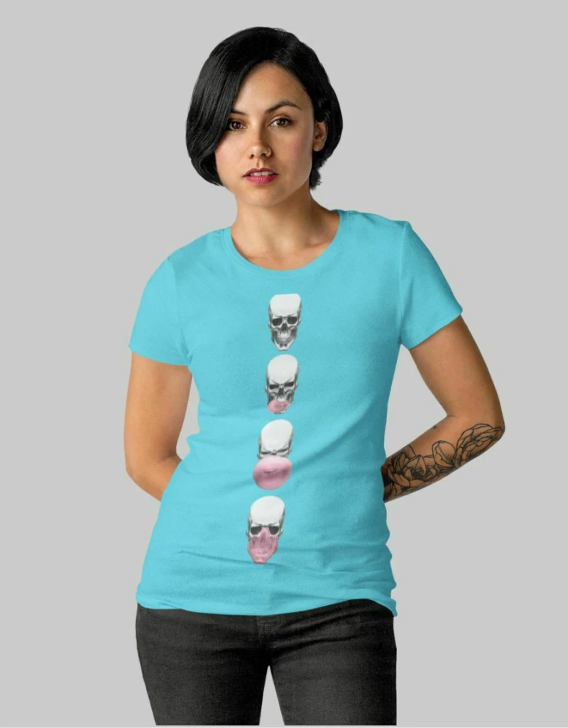 Skull Bubble w T-shirt - WHITE